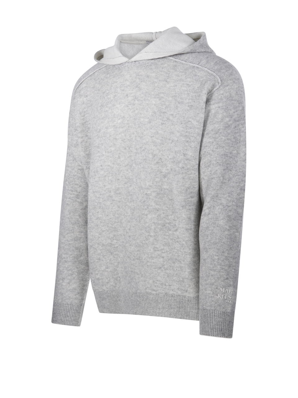 MEN MAISON KITSUNE GREY WOOL DOUBLE FACE HOODIE SWEATSHIRT