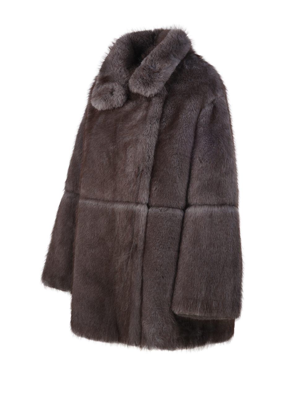 WOMAN VALENTINI 1972 BROWN POLYESTER  ECO ZIBELLINO COAT 
