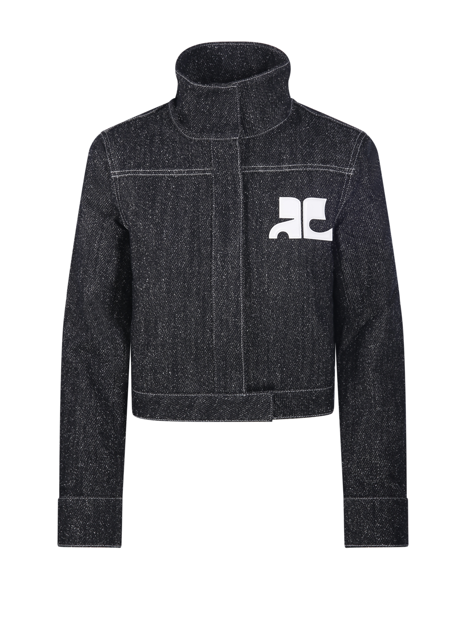 WOMAN COURREGES BLACK COTTON DENIM TWEED JACKET