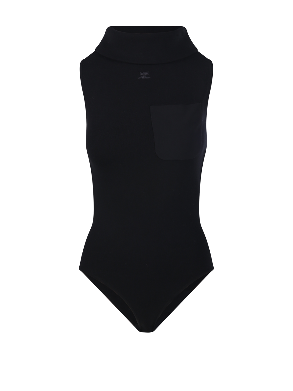 WOMAN COURREGES BLACK VISCOSE CUT-OUT HIGH COLLAR KNIT BODY