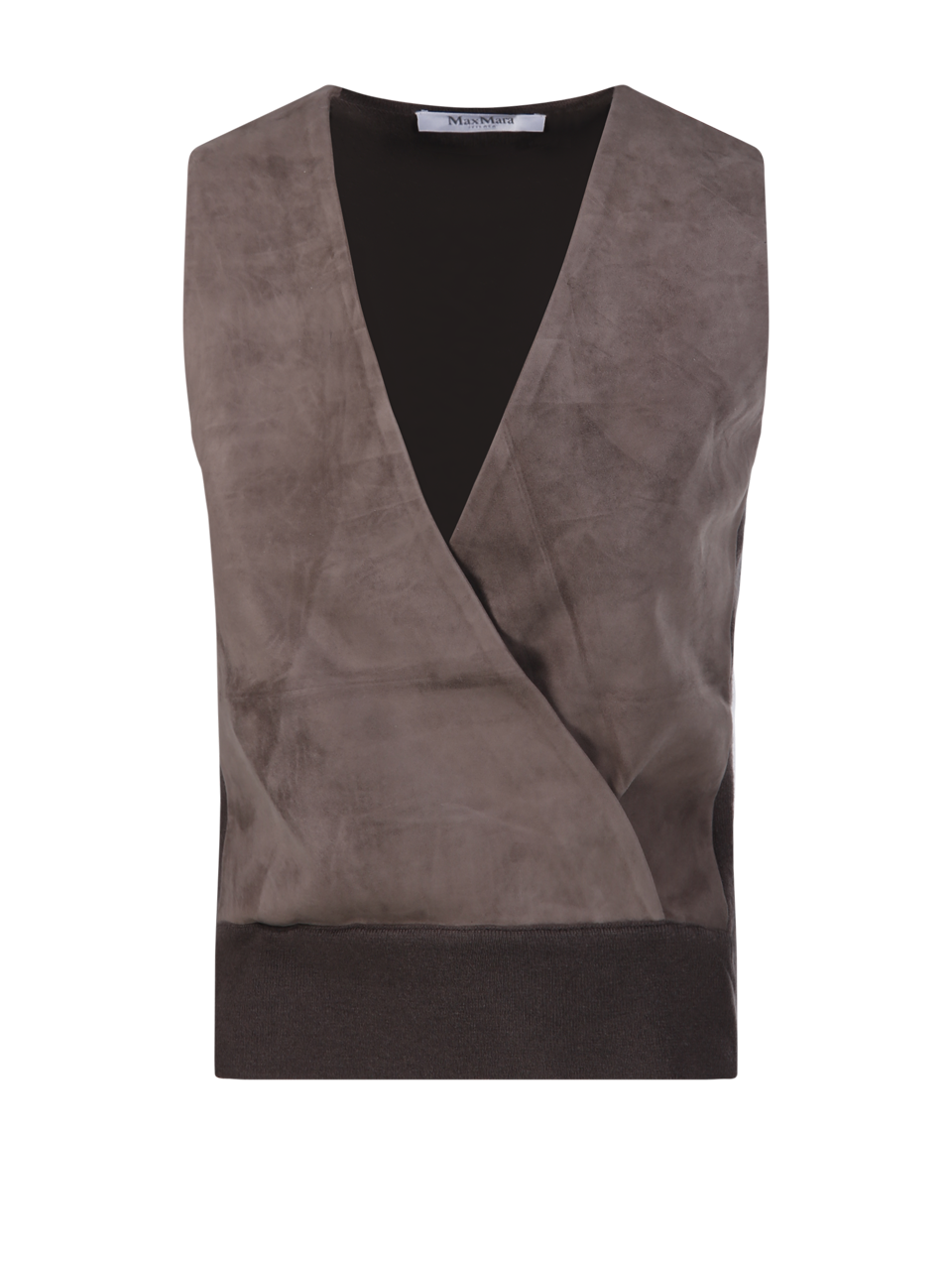 WOMAN MAXMARA BROWN VIRGIN WOOL POTENZA KNITTED GILET