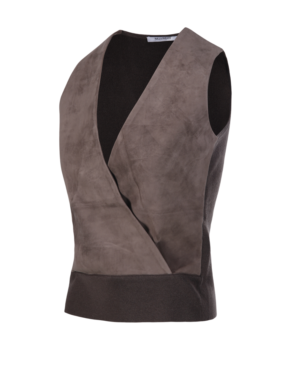 WOMAN MAXMARA BROWN VIRGIN WOOL POTENZA KNITTED GILET
