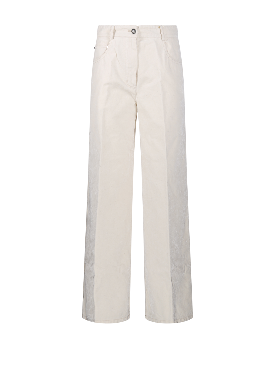 WOMAN FORTE FORTE IVORY COTTON FLOCK DENIM 5 POCKETS PANT