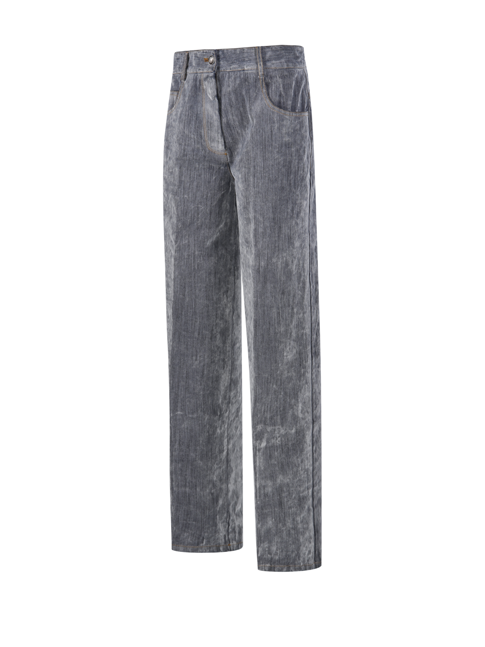 WOMAN FORTE FORTE GREY COTTON FLOCK DENIM 5 POCKETS PANT