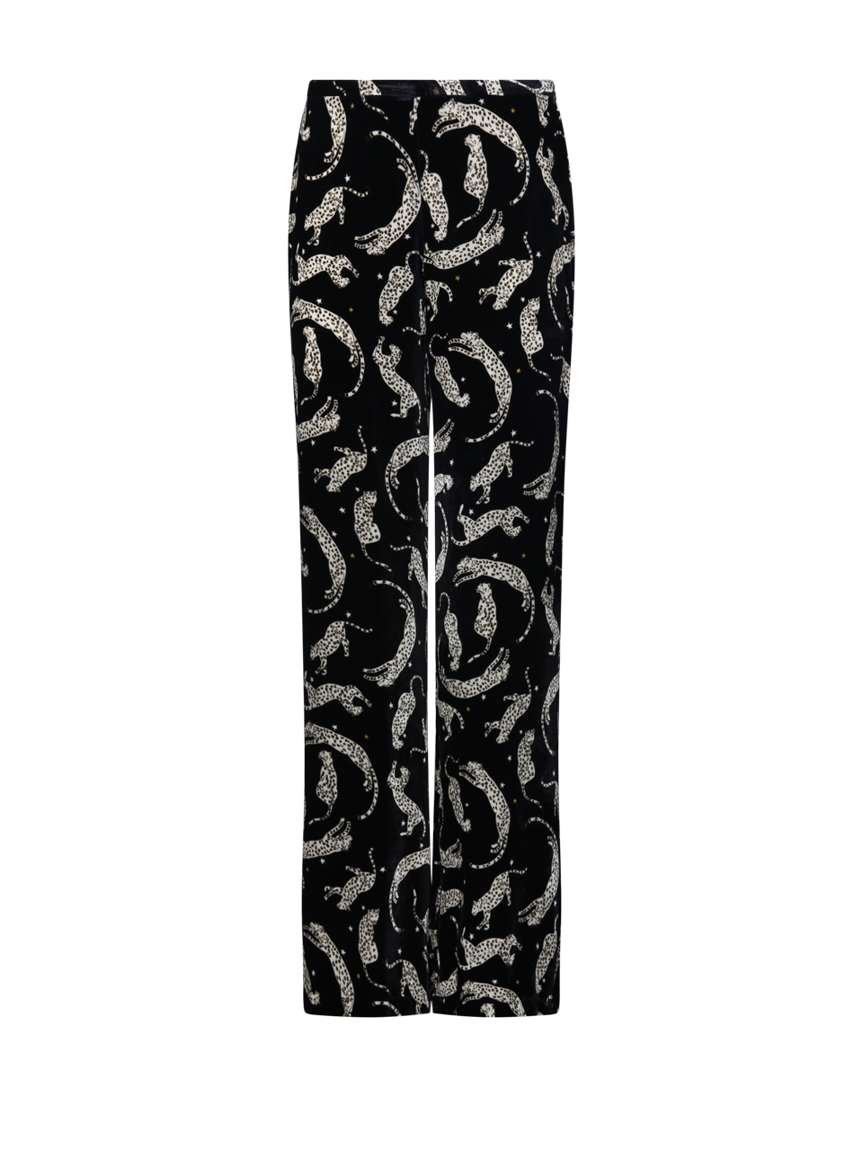 WOMAN FORTE FORTE BLACK VISCOSE ROYAL LEOPARD FLAT FRONT PANT