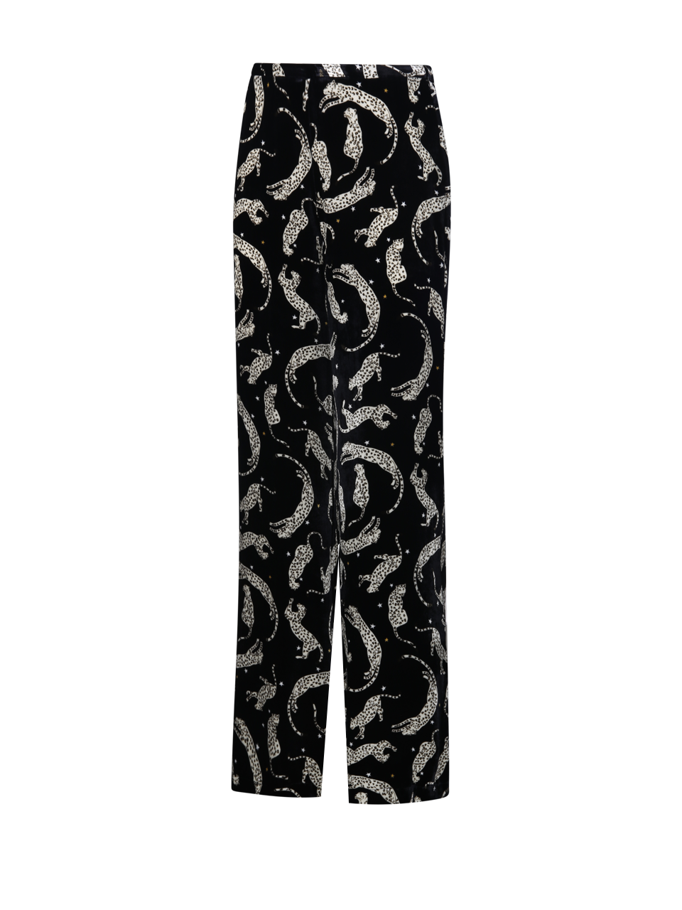 WOMAN FORTE FORTE BLACK VISCOSE ROYAL LEOPARD FLAT FRONT PANT