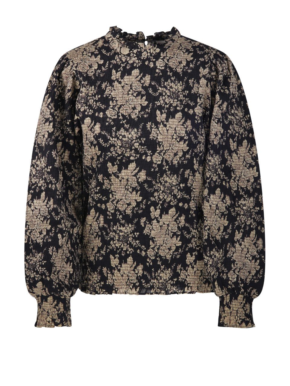 WOMAN ANTIK BATIK BLACK COTTON CINZO SMOCK BLOUSE