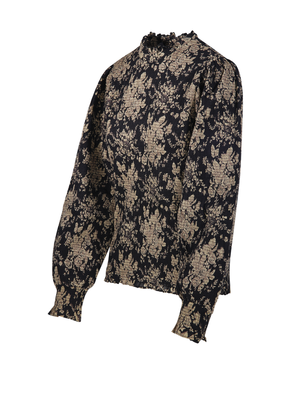 WOMAN ANTIK BATIK BLACK COTTON CINZO SMOCK BLOUSE