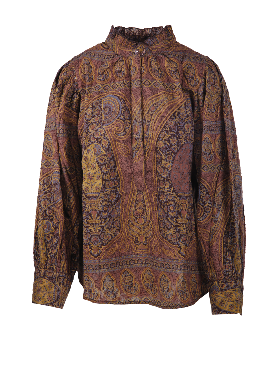WOMAN ANTIK BATIK BROWN COTTON TAI BLOUSE