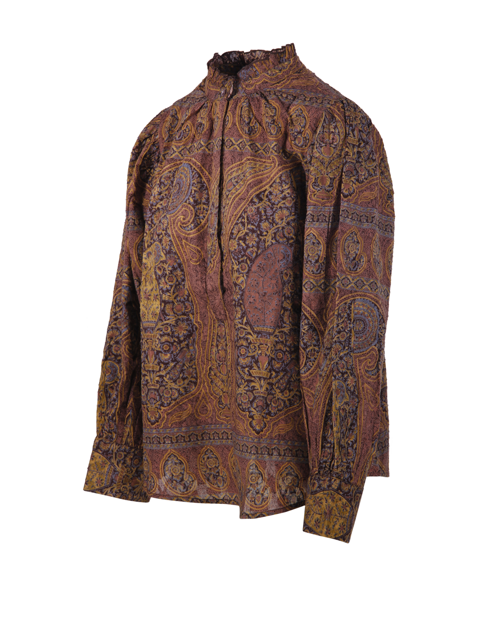 WOMAN ANTIK BATIK BROWN COTTON TAI BLOUSE