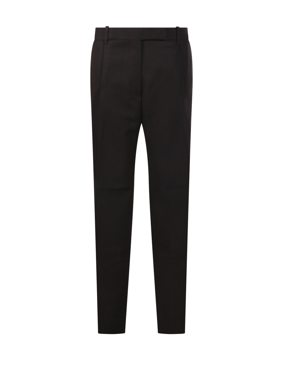 WOMAN STUDIO NICHOLSON BROWN VIRGIN WOOL STRAIGHT LEG PIN TUCK TAILORED TROUSER