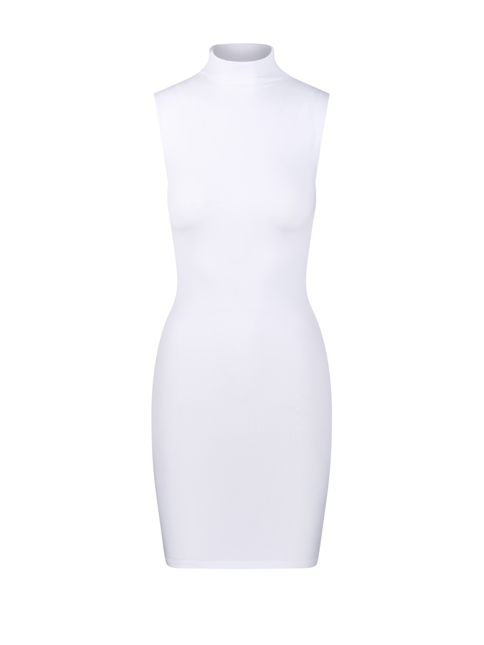 WOMAN GUCCI WHITE POLYAMIDE SLEEVELESS HIGH NECK DRESS