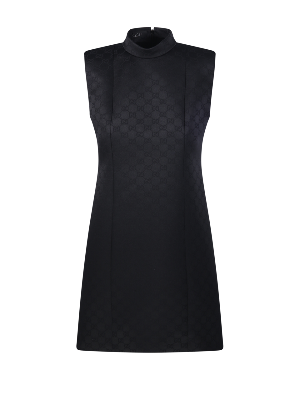 WOMAN GUCCI BLACK POLYESTER SLEEVELESS HIGH NECK DRESS