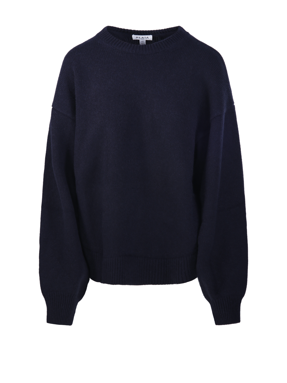 WOMAN ALAIA BLUE CASHMERE CURVED JUMPER SWEATER