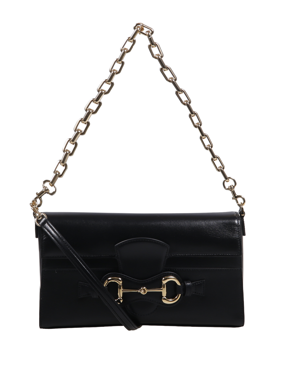 WOMAN GUCCI BLACK LEATHER NEW HORSEBIT SHOULDER BAG