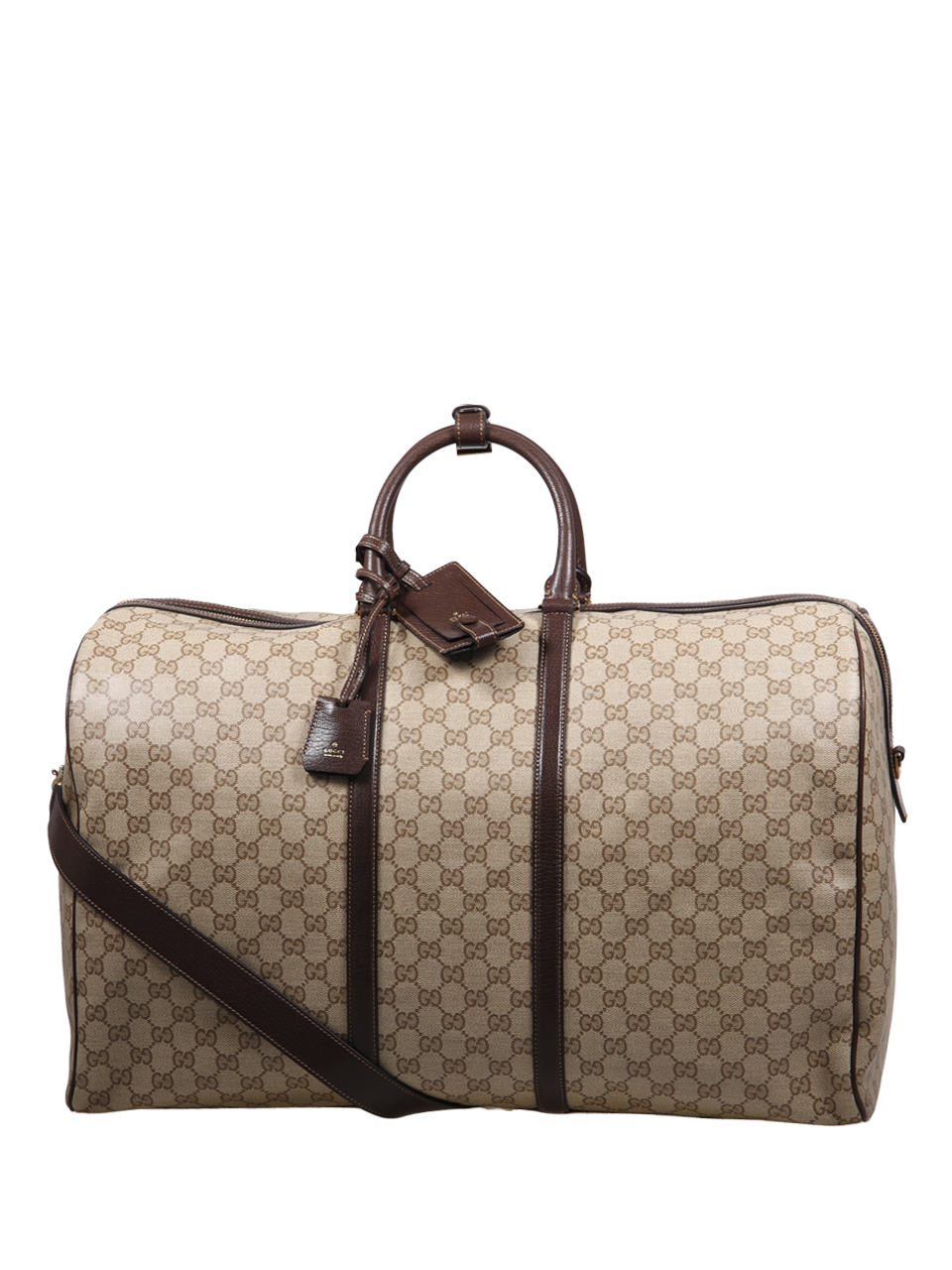 MEN GUCCI BEIGE LEATHER DUFFLE BAG