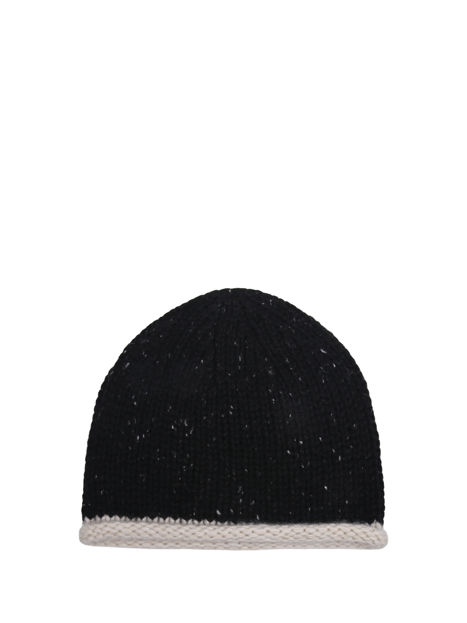 WOMAN OATS & RICE (M&O) BLACK ORGANIC COTTON COTTAGE HAND KNITTED ROLLED EDGE BEANIE