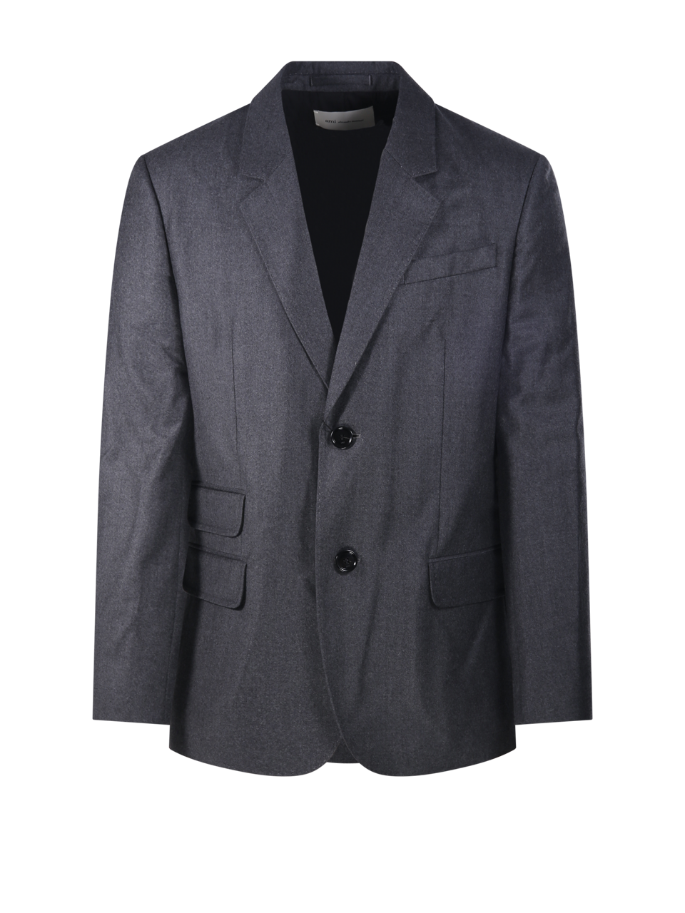 UOMO AMI BLAZER MONOPETTO IN LANA GRIGIA 