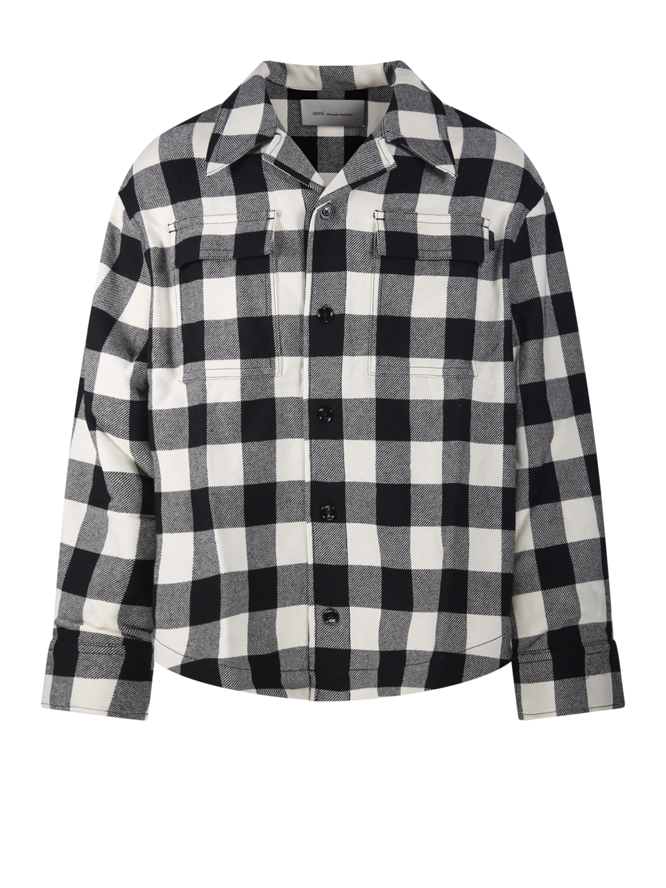 DONNA AMI CAMICIA A QUADRI IN LANA NERA 