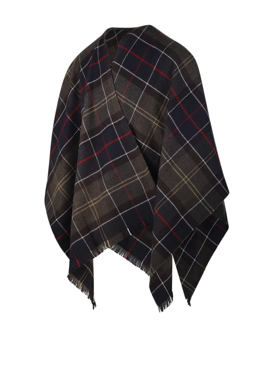 WOMAN BARBOUR GREEN ACRYLIC STAFFIN TARTAN SERAPE CAPE 
