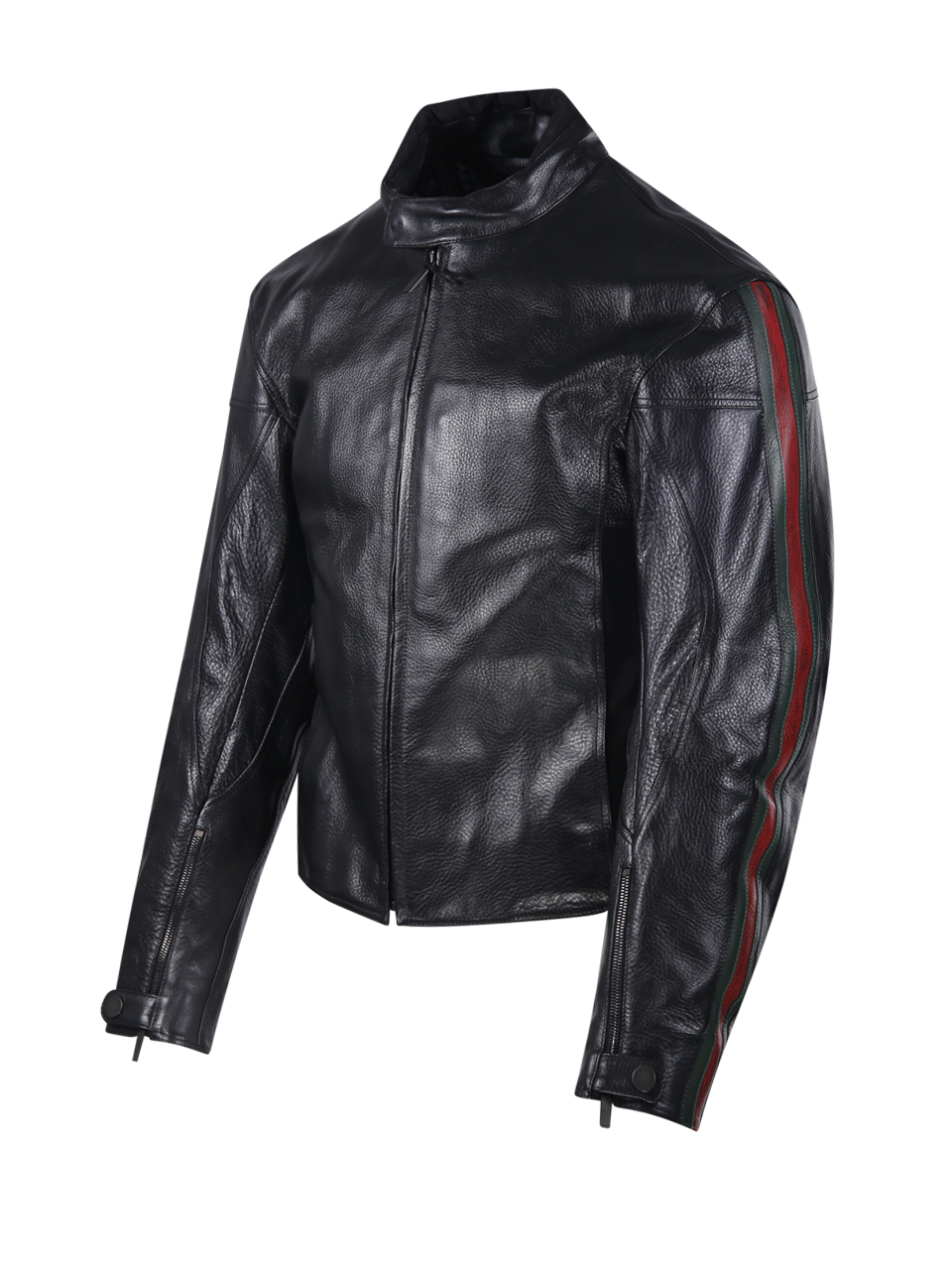 MEN GUCCI BLACK LEATHER BIKER JACKET