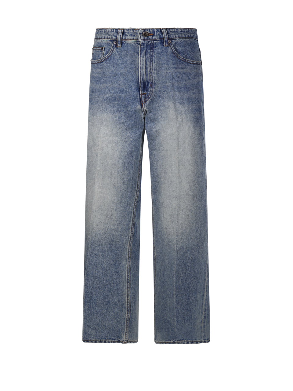 MEN COOR BLUE COTTON STRAIGHT LEG PRESSED DENIM PANT