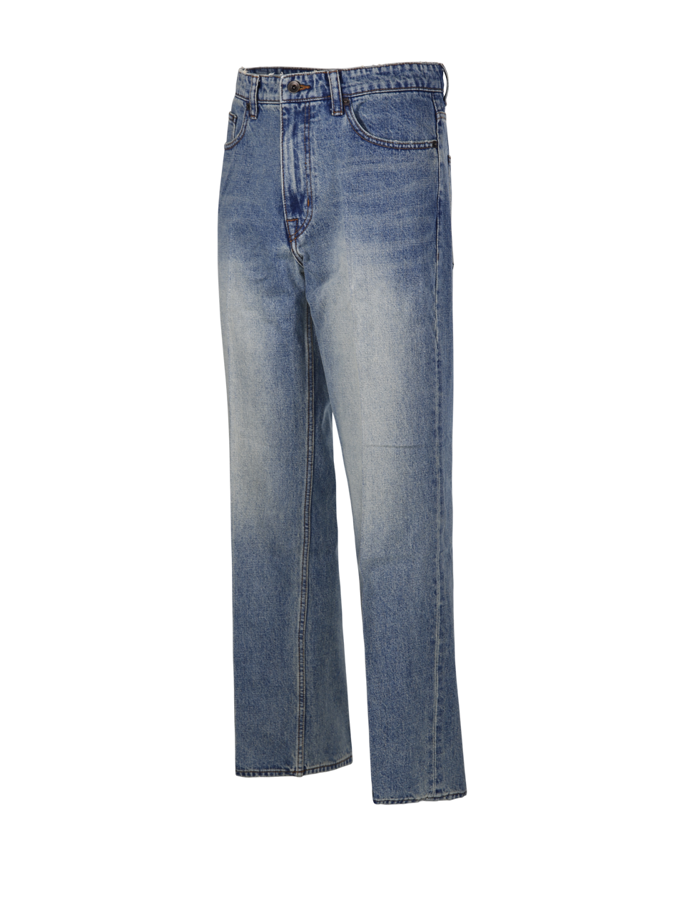 MEN COOR BLUE COTTON STRAIGHT LEG PRESSED DENIM PANT