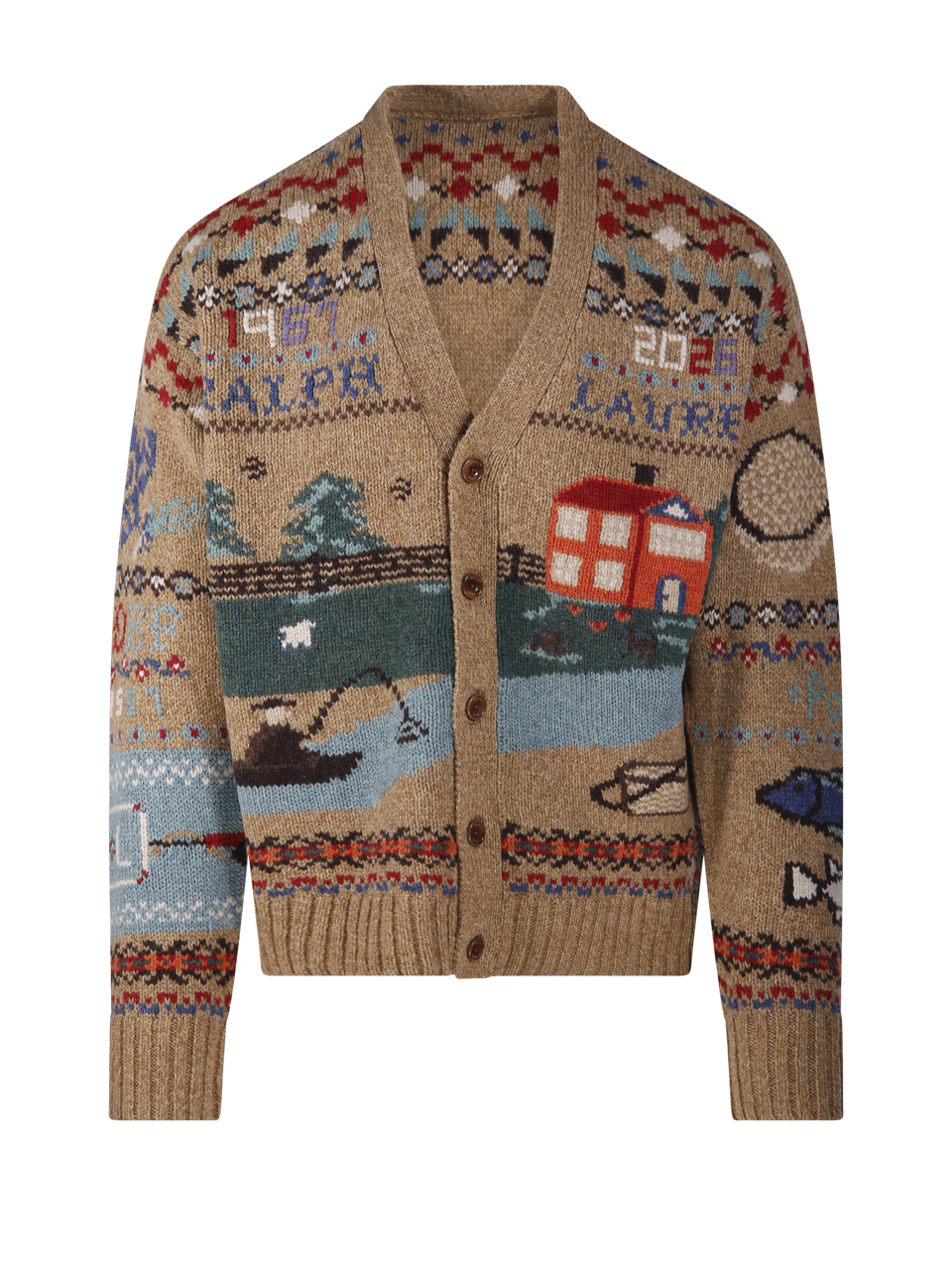 MEN RALPH LAUREN BEIGE WOOL CARDIGAN