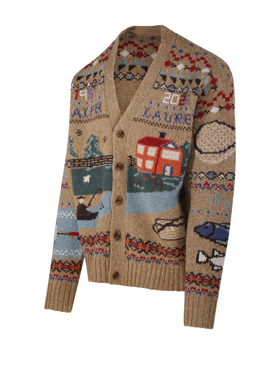 MEN RALPH LAUREN BEIGE WOOL CARDIGAN