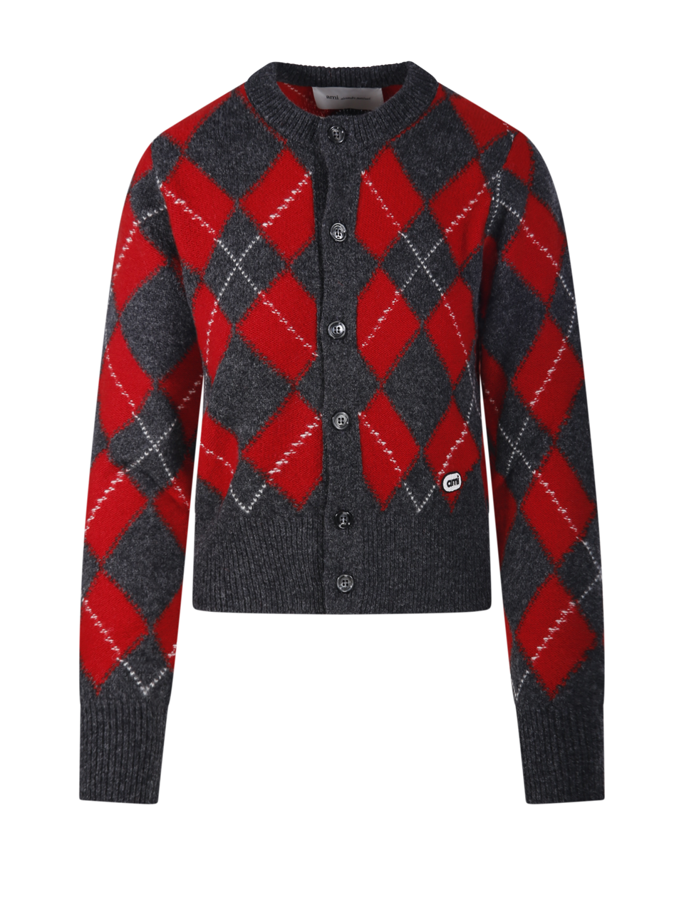 DONNA AMI CARDIGAN BOUCLETTE IN LANA GRIGIA 