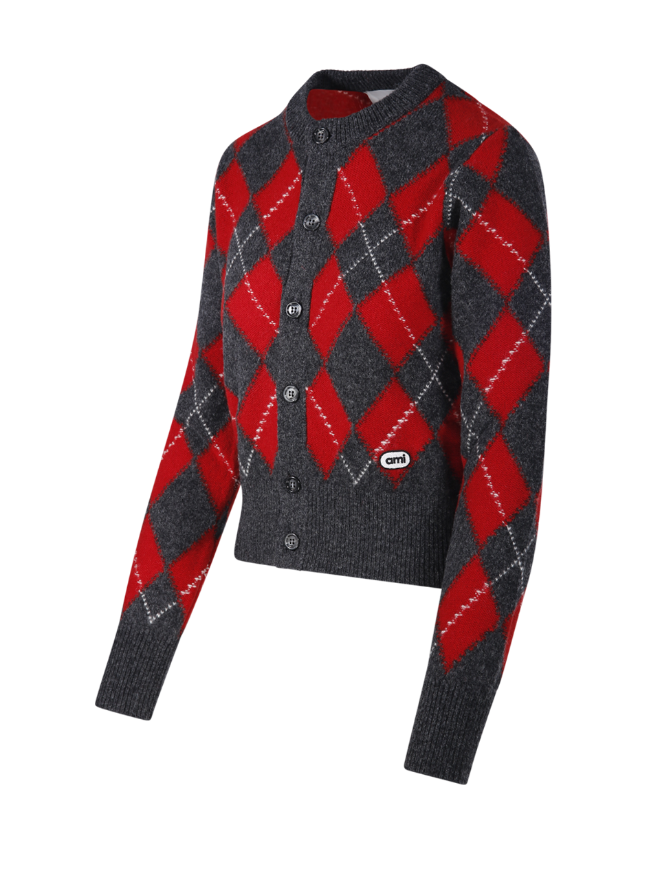 DONNA AMI CARDIGAN BOUCLETTE IN LANA GRIGIA 