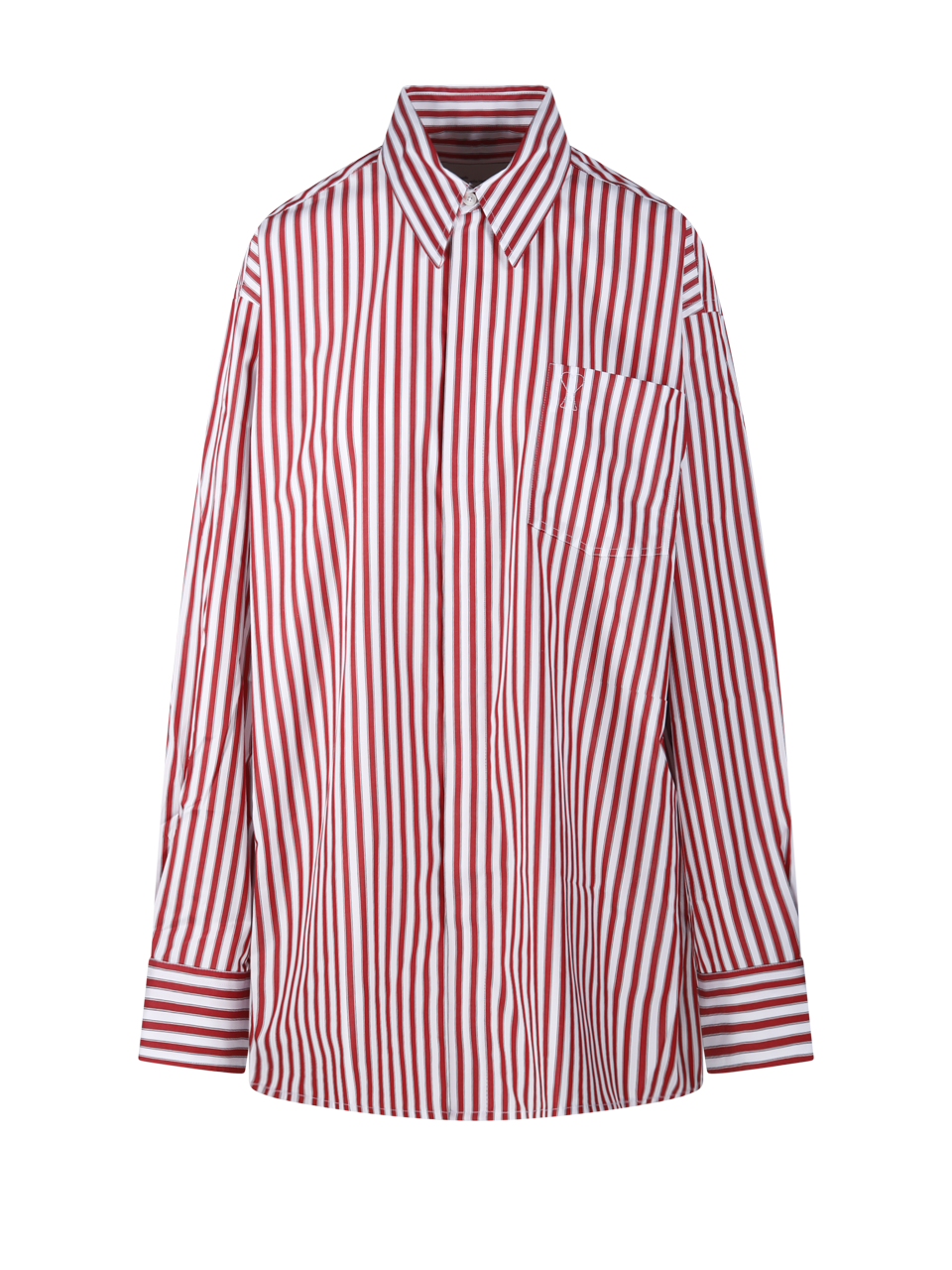 DONNA AMI CAMICIA A RIGHE IN COTONE ROSSO 