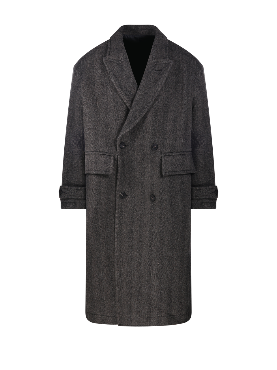 MEN COOR BROWN WOOL CLASSY HERRINGBONE COAT