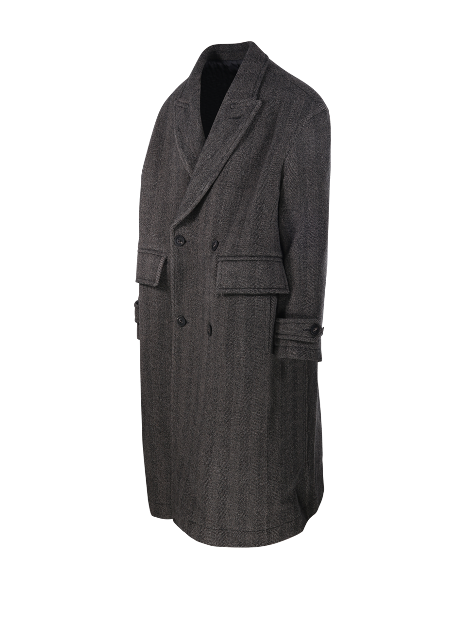 MEN COOR BROWN WOOL CLASSY HERRINGBONE COAT