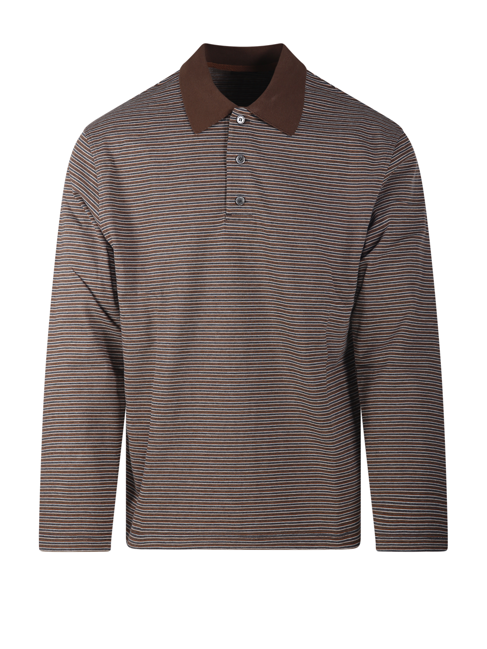 MEN COOR BROWN WOOL POLO LONG SLEEVE