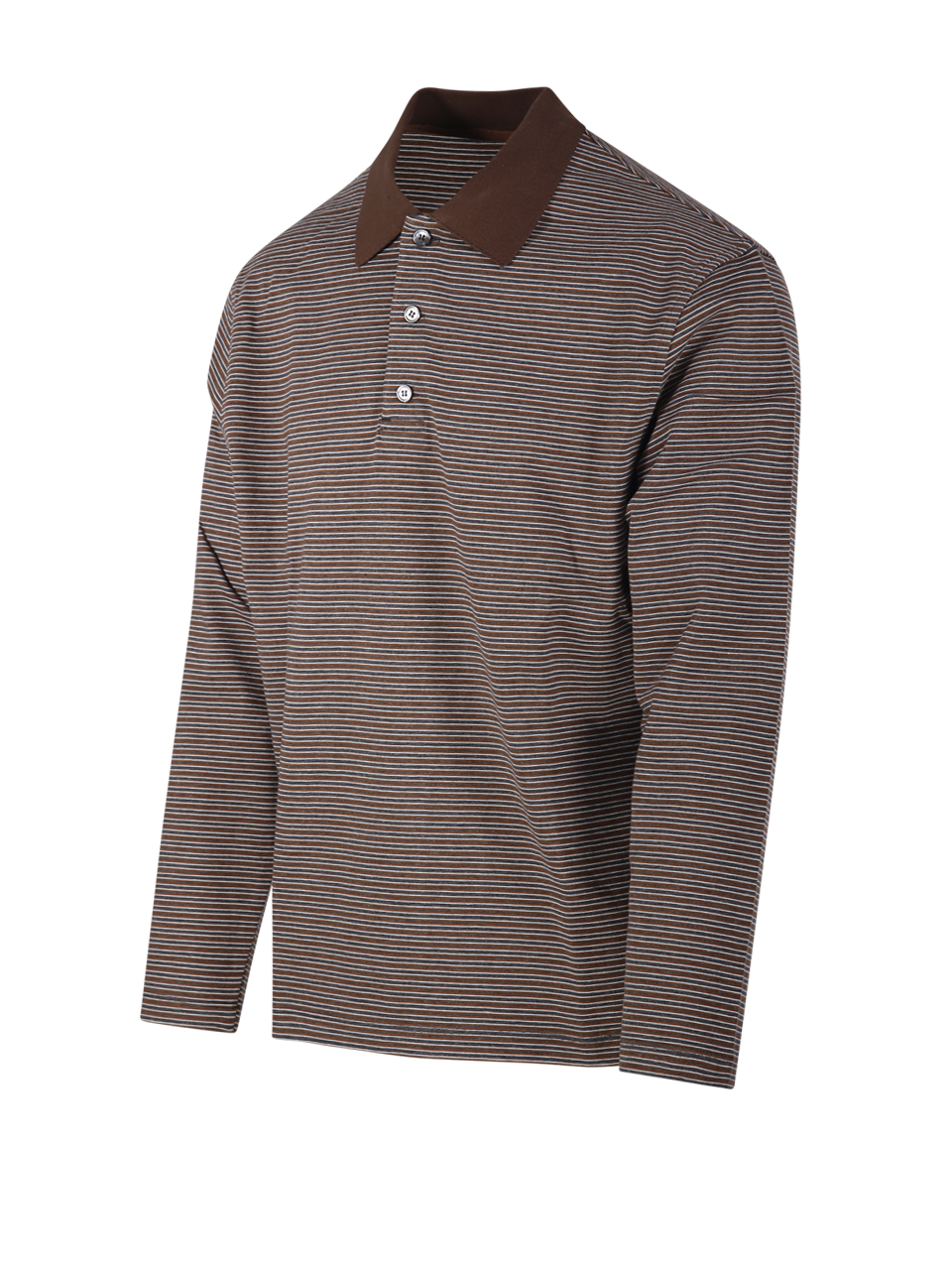 MEN COOR BROWN WOOL POLO LONG SLEEVE