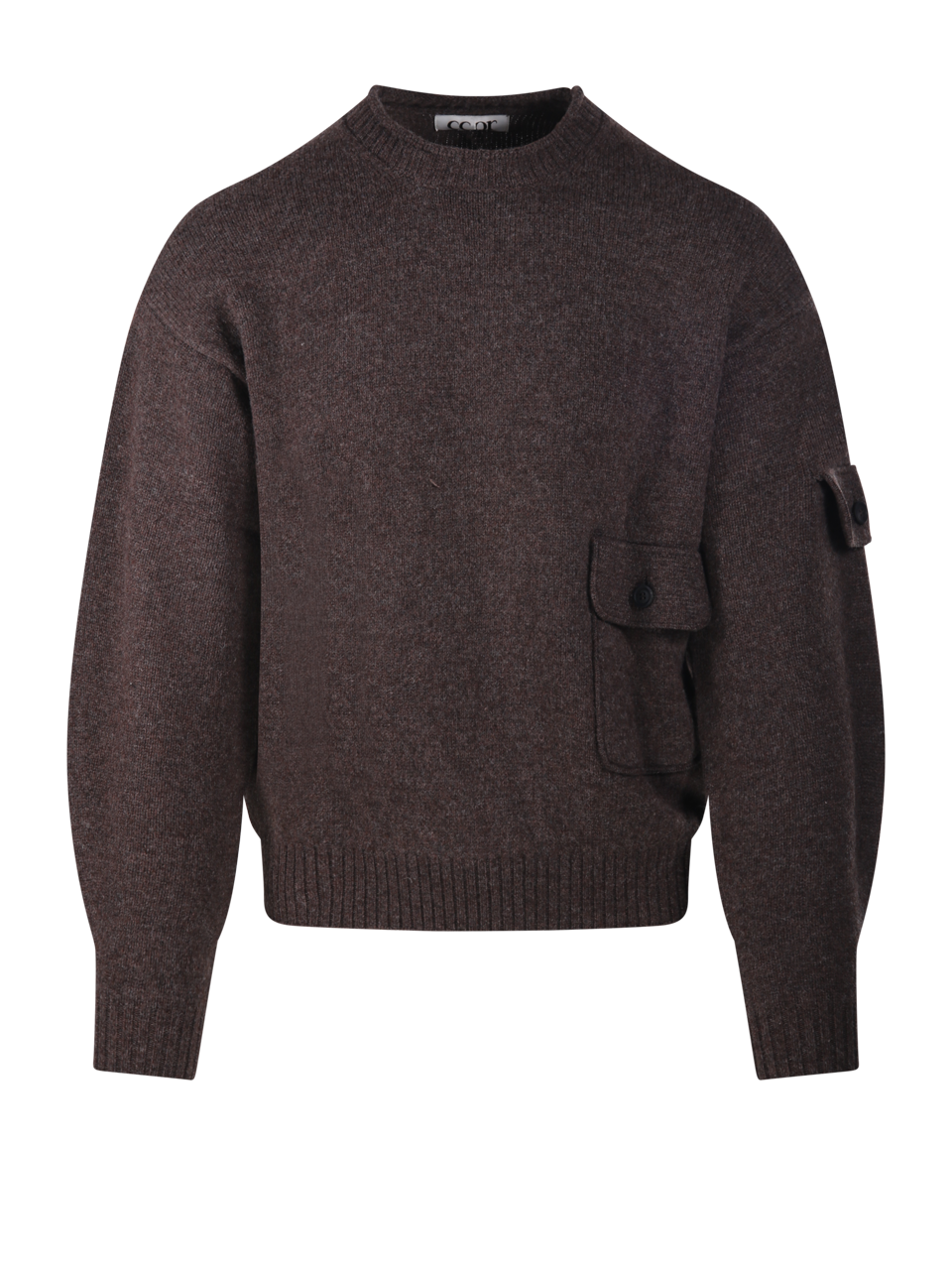 MEN COOR BROWN WOOL CREWNECK SWEATER