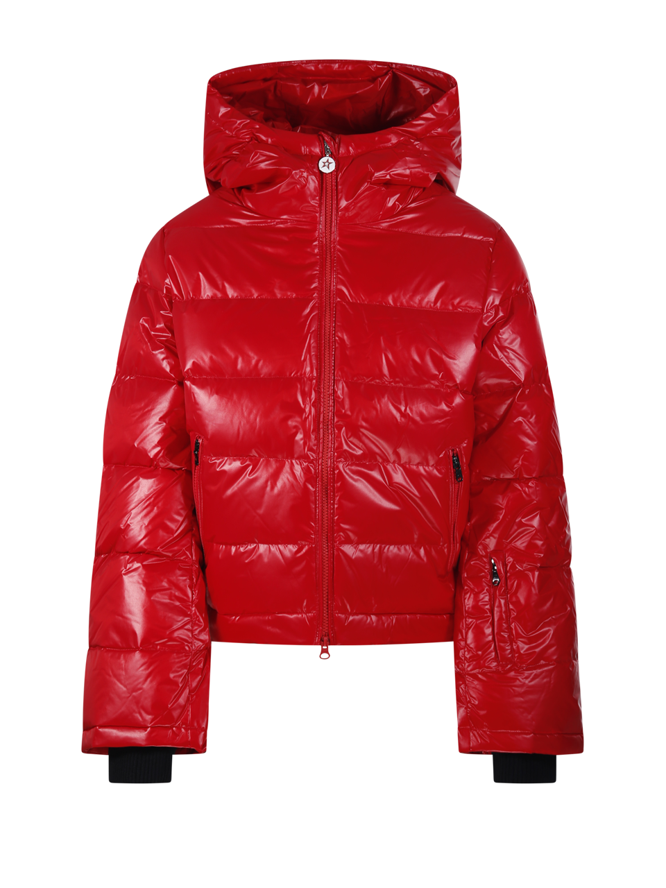 WOMAN PERFECT MOMENT RED NYLON POLAR FLARE SKI JACKET