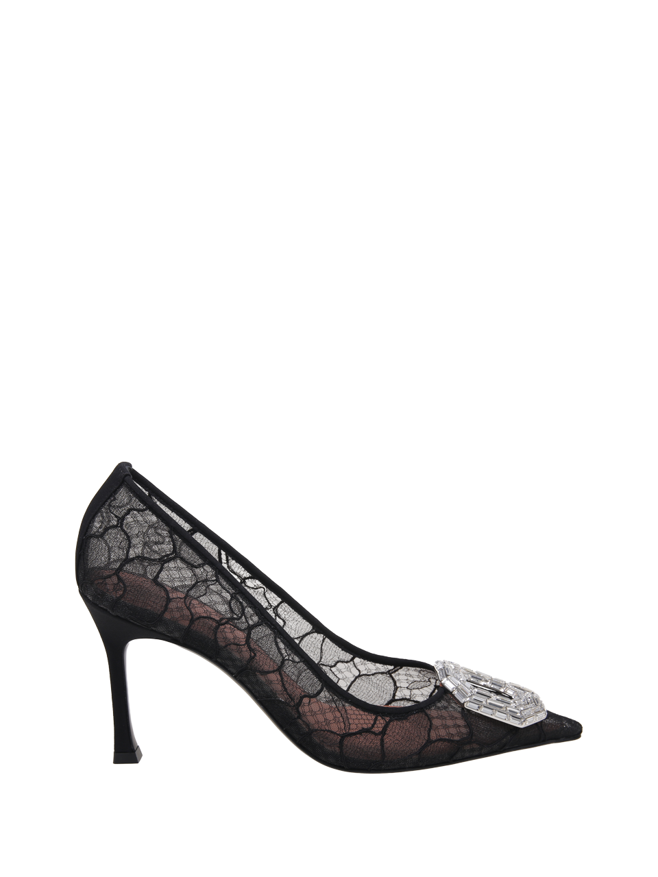 WOMAN AMINA MUADDI BLACK LACE CAMELIA LACE PUMP 90