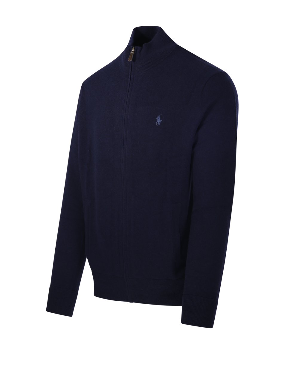 MEN RALPH LAUREN BLUE WOOL FULL ZIP SWEATER