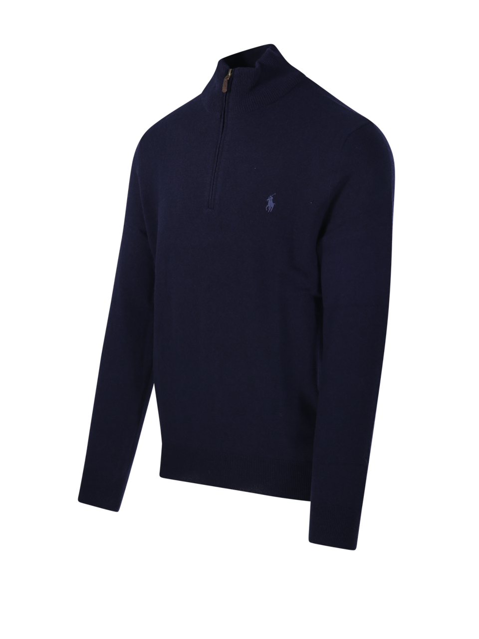 MEN RALPH LAUREN BLUE WOOL HALF ZIP SWEATER