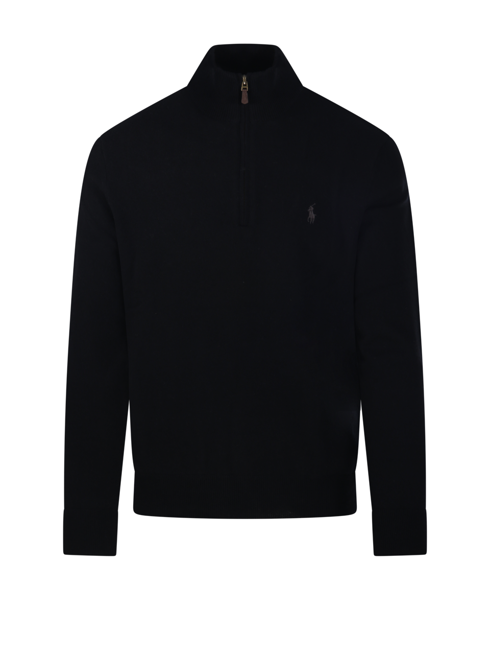 MEN RALPH LAUREN BLACK WOOL FULL ZIP SWEATER