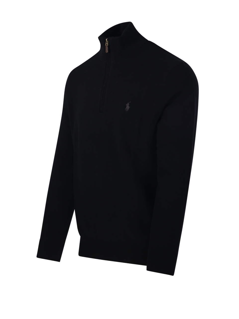 MEN RALPH LAUREN BLACK WOOL FULL ZIP SWEATER
