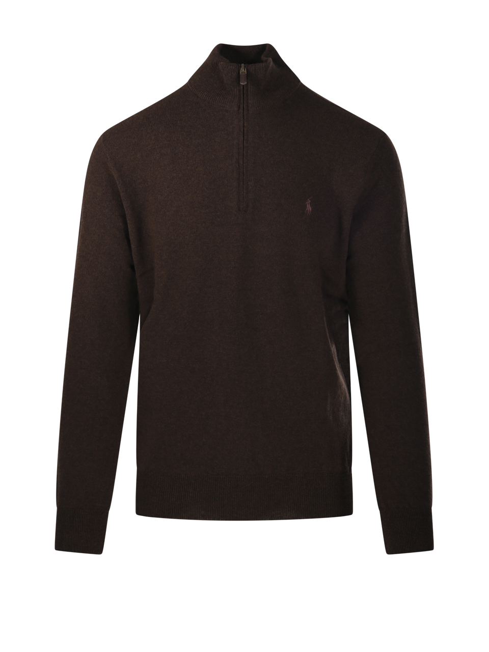 MEN RALPH LAUREN BROWN WOOL FULL ZIP SWEATER