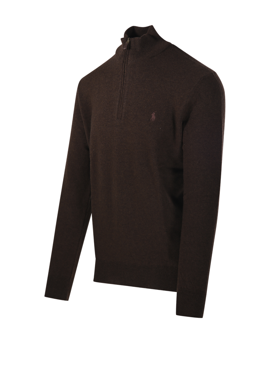 MEN RALPH LAUREN BROWN WOOL FULL ZIP SWEATER