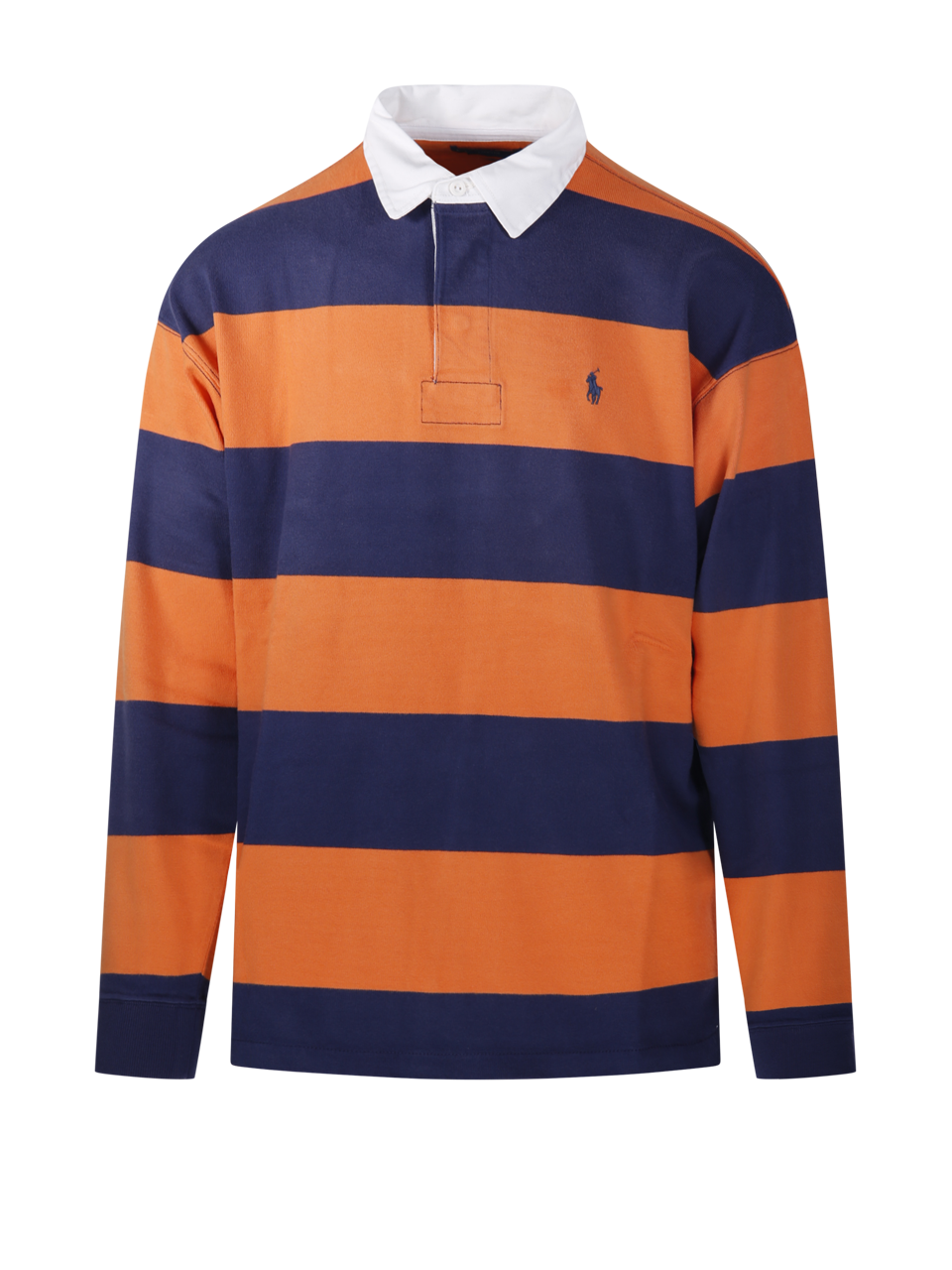 MEN RALPH LAUREN BLUE COTTON POLO NECK RUGBY SWEATSHIRT
