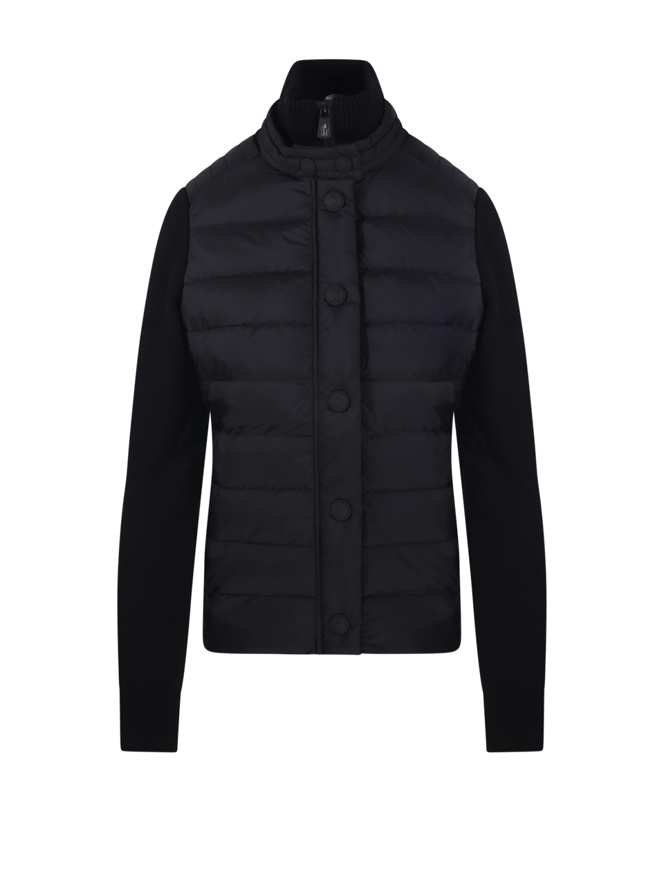 DONNA MONCLER GRENOBLE CARDIGAN IN LANA VERGINE NERA 