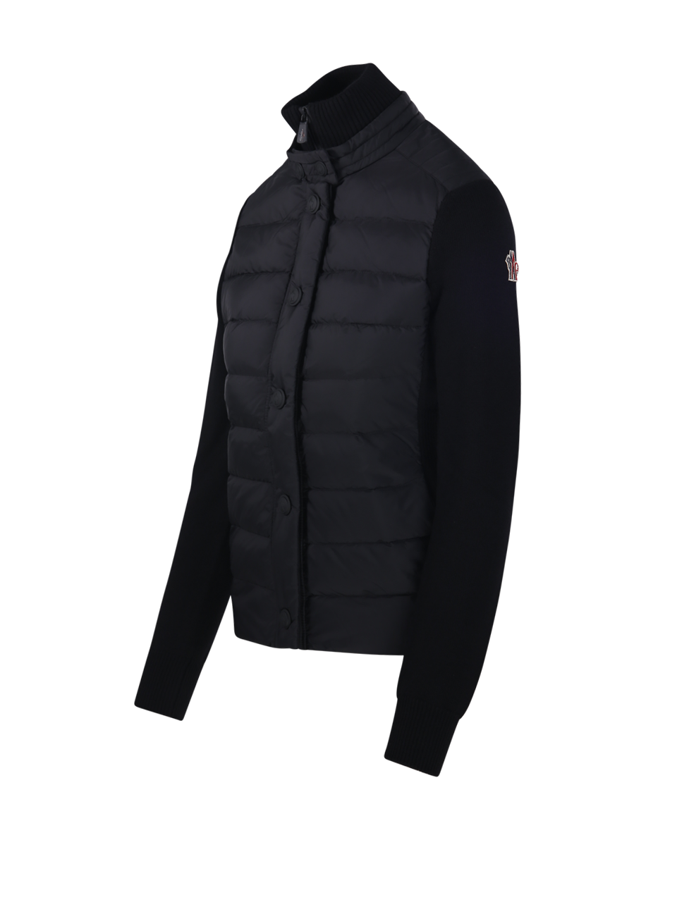 DONNA MONCLER GRENOBLE CARDIGAN IN LANA VERGINE NERA 