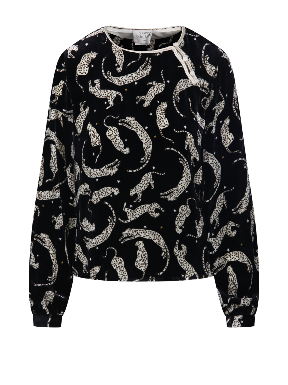 WOMAN FORTE FORTE BLACK VISCOSE ROYAL LEOPARD TANG TOP