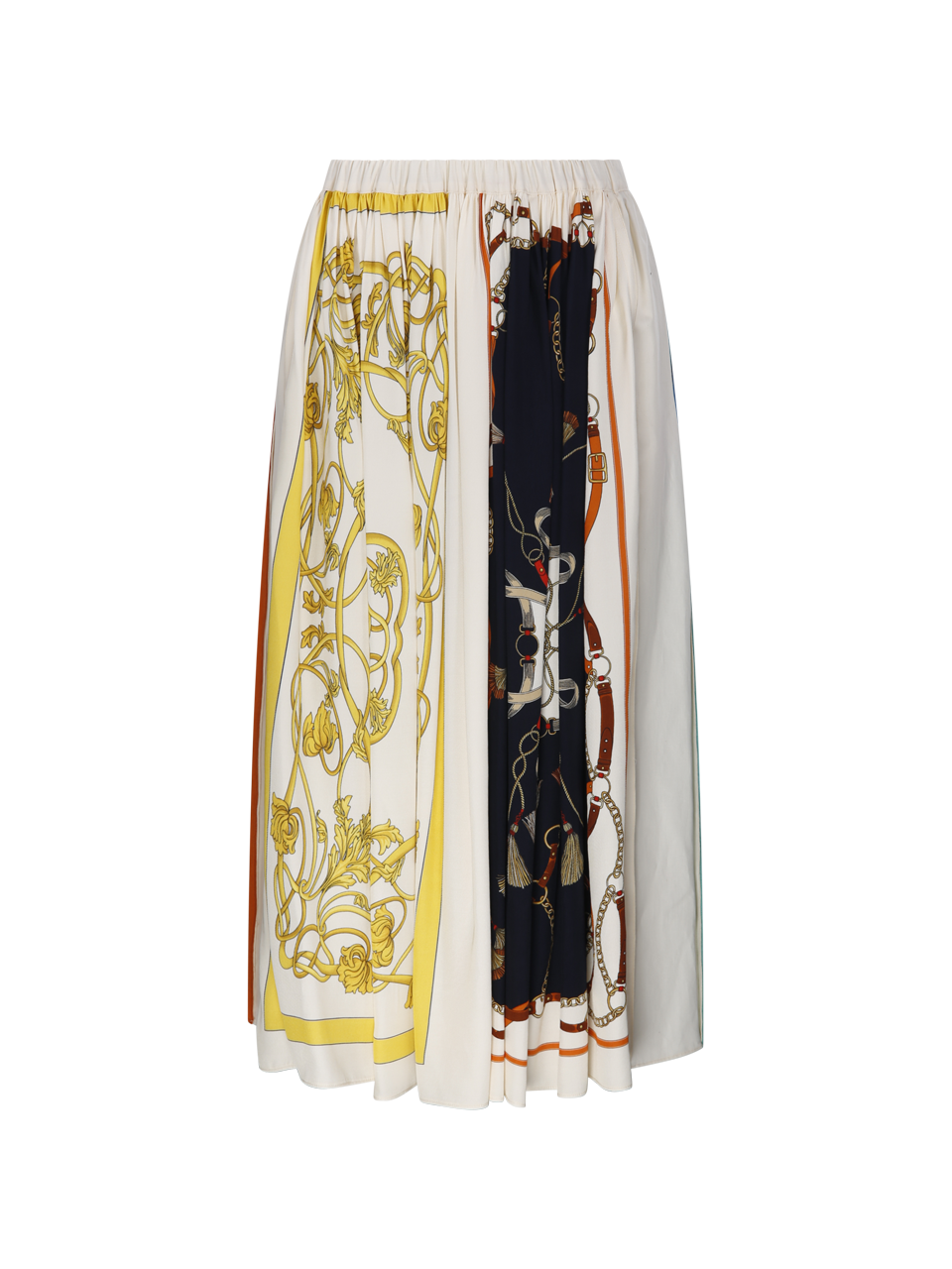 WOMAN FORTE FORTE WHITE VISCOSE THE CROWN PRINT VISCOSE TWILL ELASTICATED SKIRT